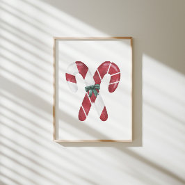 Póster Navidades acuarela poster de caña de caramelo