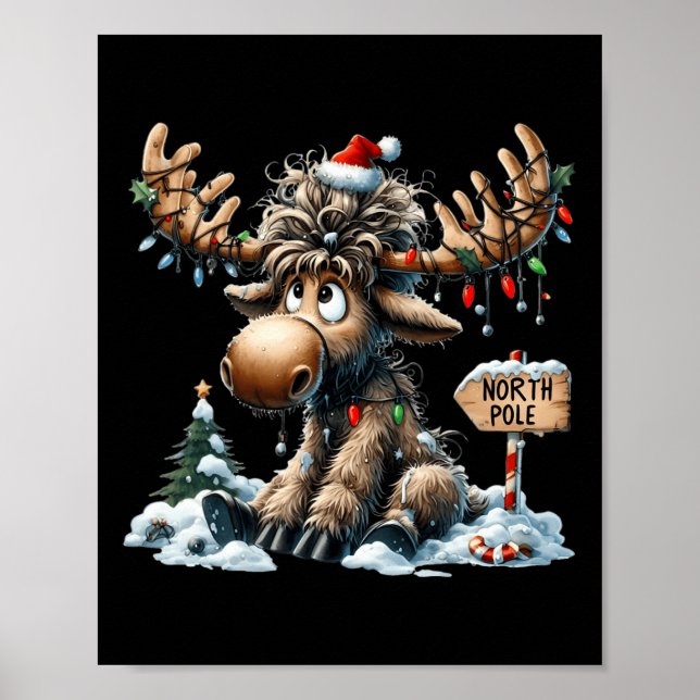 Póster Navidades Adorables Moose Merry Christmoose Hombre (Frente)