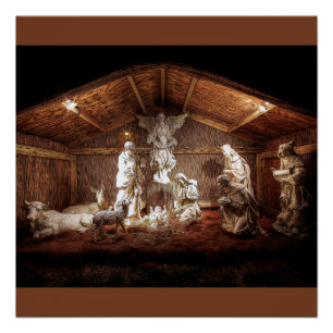 Póster Navidades Adoran Escena De Jesús Natividad Manger