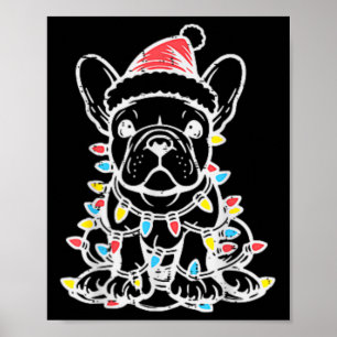 Póster Navidades adoran perro Bulldog francés navidad fra