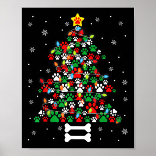 Póster Navidades adoran perro con hojas de navidad árbol 