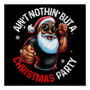 Póster Navidades afroamericanos de Santa Claus Pajama