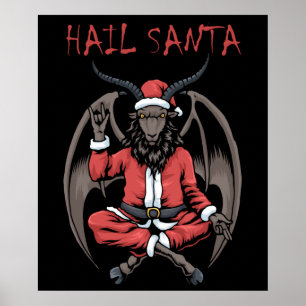 Póster Navidades alaban a Santa Satanism Goat Baphomet