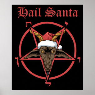 Póster Navidades alaban a Santa Satanism Goat Satan Bapho