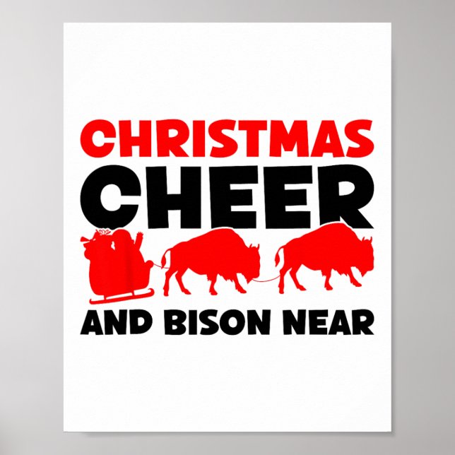 Póster Navidades Alegran Y Bison Cerca - Bison Buffalo Xm (Frente)