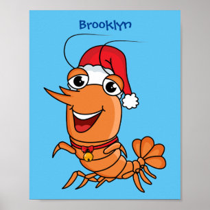 Póster Navidades alegres, camarones, personalizado ilustr