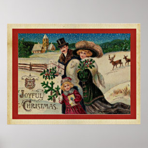 Póster Navidades alegres, celebración vintage