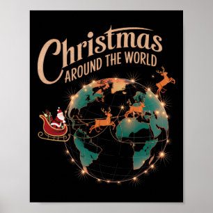 Póster Navidades alrededor del mundo El gracioso Santa Cl