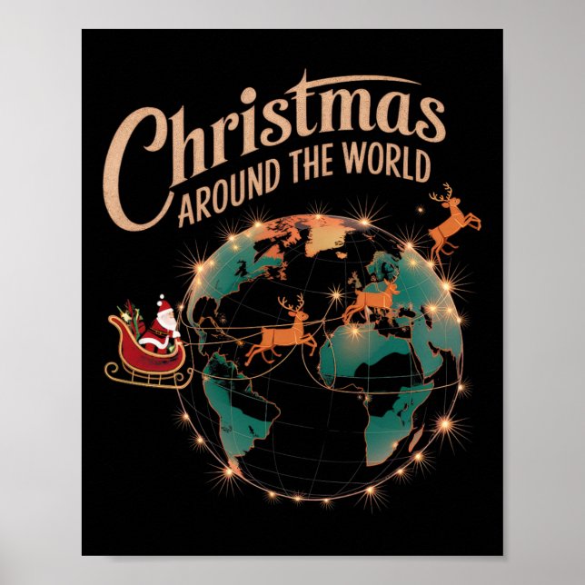 Póster Navidades alrededor del mundo El gracioso Santa Cl (Frente)