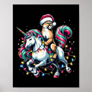 Póster Navidades alumbran a Cougar Riding Unicorn