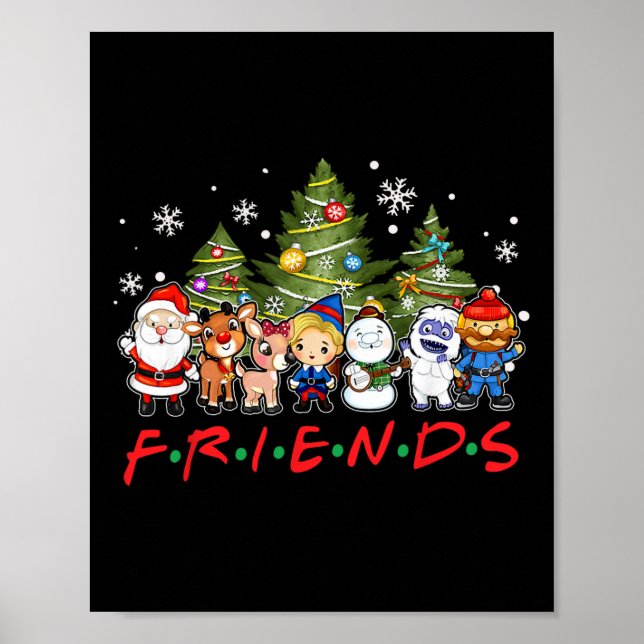 Póster Navidades amigos Santa Rudolph Familia Snowman Xma (Frente)