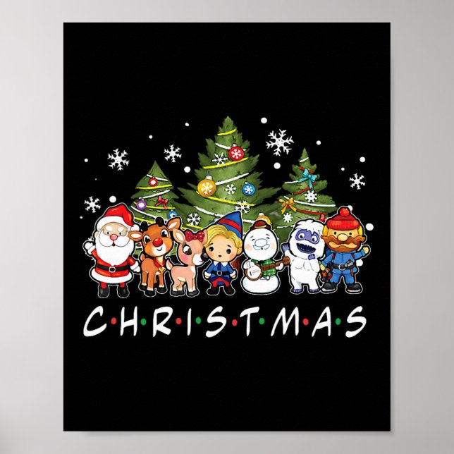Póster Navidades amigos Santa Rudolph Familia Snowman Xma (Frente)