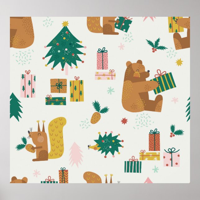 Póster Navidades Animales Forestales: Vibe de época (Frente)