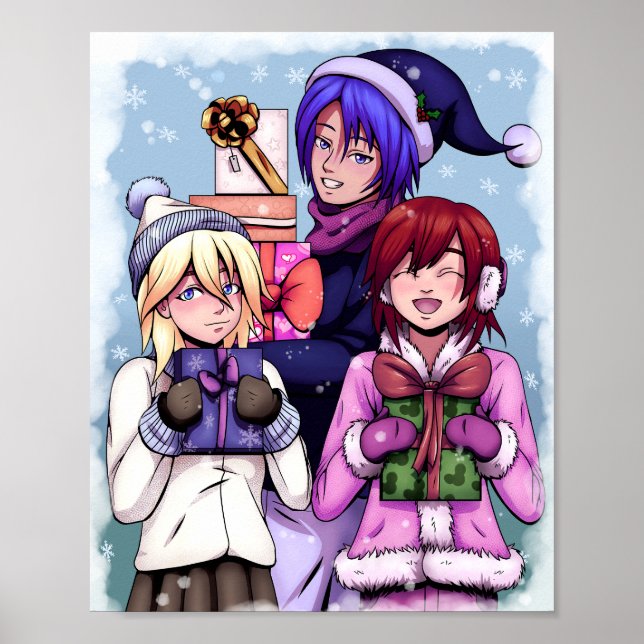 Póster Navidades Anime Chicas (Frente)