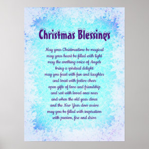Póster Navidades azules Bendiciendo diseño de heladas