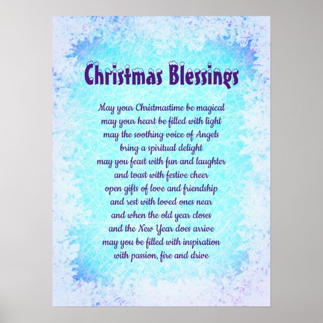 Póster Navidades azules Bendiciendo diseño de heladas (Frente)
