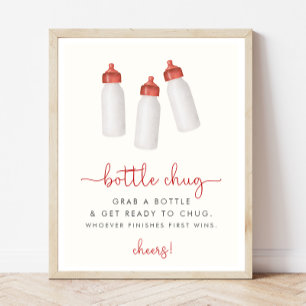 Póster Navidades Baby Shower Bottle Chug Game Rótulo