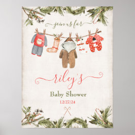 Póster Navidades Baby Shower Clothesline