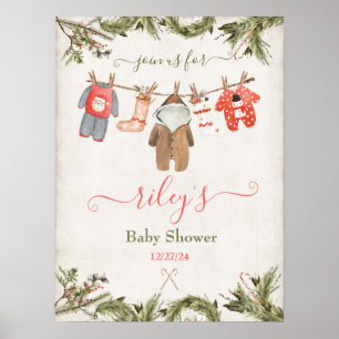 Póster Navidades Baby Shower Clothesline