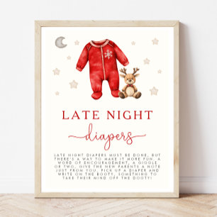 Póster Navidades Baby Shower Late Night Diapers Game Rótu
