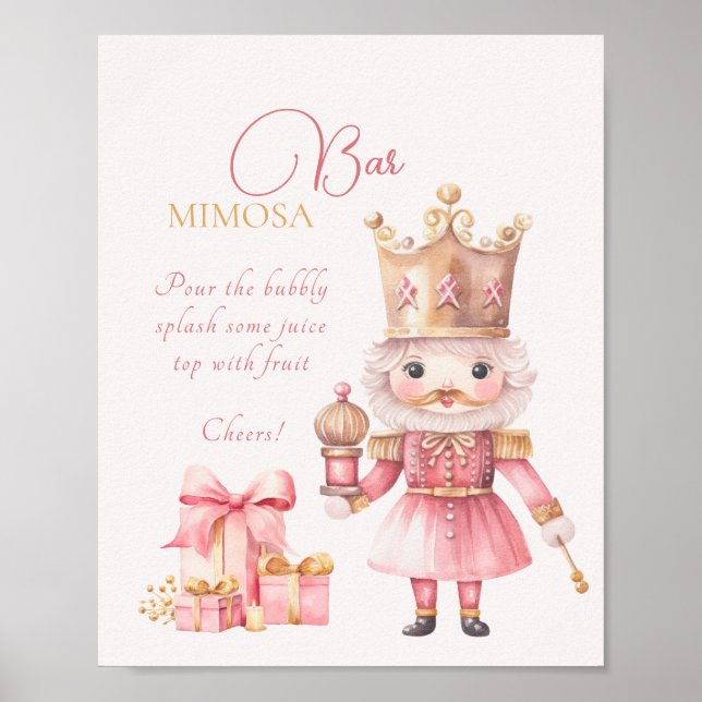 Póster Navidades Baby Shower Nutcracker Mimosa Bar (Frente)