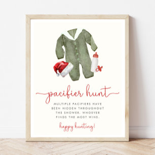 Póster Navidades Baby Shower Pacifier Hunt Game Rótulo