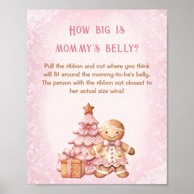 Póster Navidades Baby Shower Qué grande es la Belly de ma (Frente)