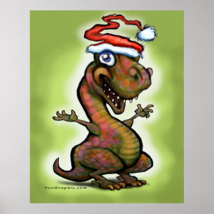 Póster Navidades Baby T-Rex Dinosaur