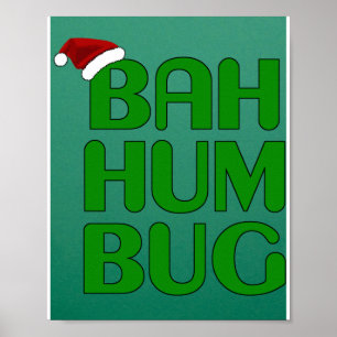 Póster Navidades Bah Humbug Shirt Art-Xmas Humbug Santa