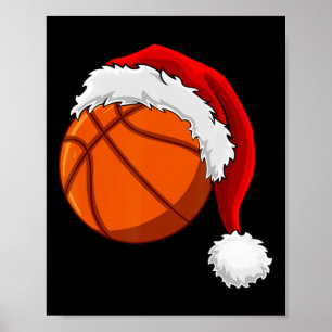 Póster Navidades Baloncesto Santa Hat Men Boys Sport