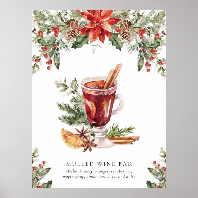 Póster Navidades Bar de vino silenciado Rótulo de la firm (Frente)