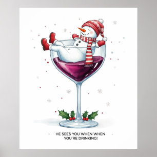 Póster Navidades bar salón de snowman salón de bebida fie