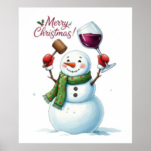 Póster Navidades bar salón de snowman salón de bebida fie