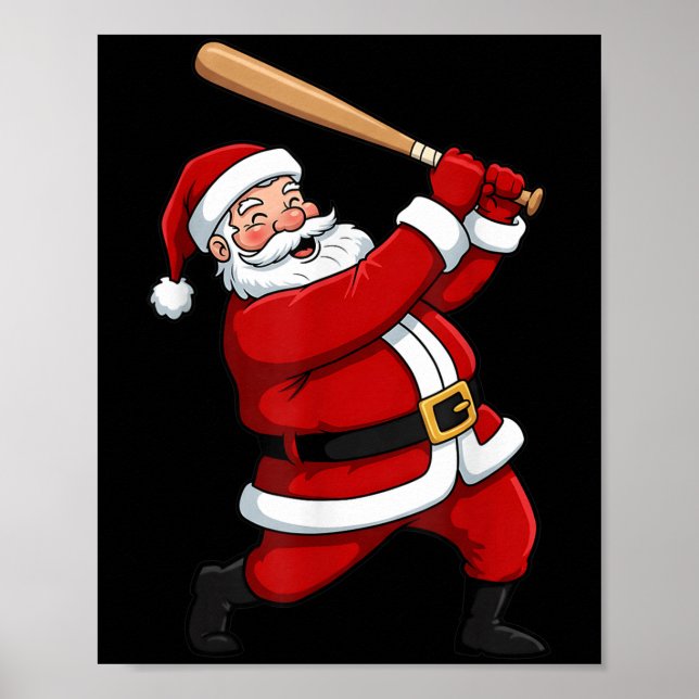 Póster Navidades Batería de Béisbol Santa Xmas Srt Jugado (Frente)