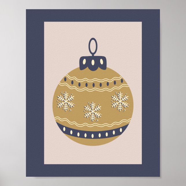Póster Navidades Bauble Gold Y Blue (Frente)
