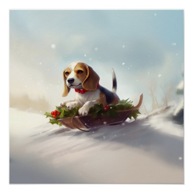 Póster Navidades Beagle en invierno (Anverso)