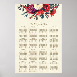 Póster navidades berries tabla de citas de bodas de invie