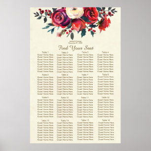 Póster navidades berries tabla de citas de bodas de invie