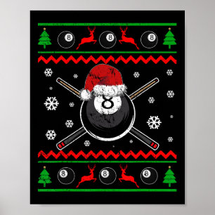 Póster Navidades Billiard Snooker Pool Sport Funny Gift