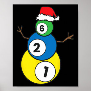 Póster Navidades Billiards Snowman Kids Christmas Present