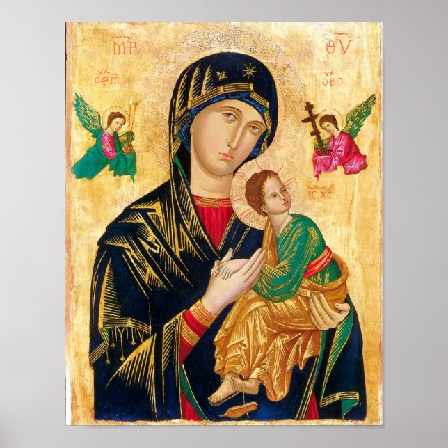 Póster Navidades bizantinos de la Virgen María e Icono In (Frente)