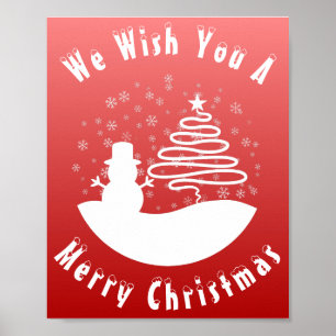 Póster Navidades blancos árbol de invierno maravilla de s