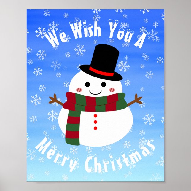 Póster Navidades blancos Snowman (Frente)