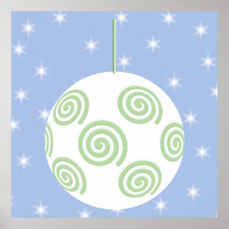 Póster Navidades blancos y verdes bautizan. En Starry Blu