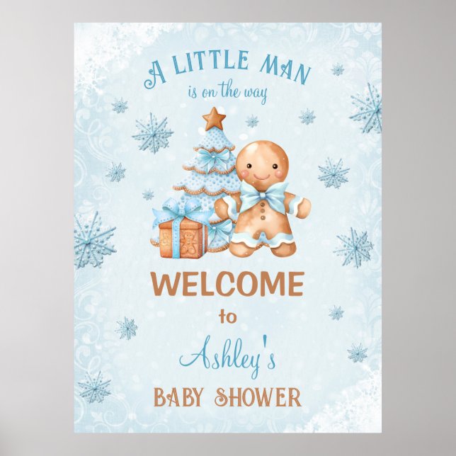Póster Navidades Blue de Gingerbread Digital Baby Shower  (Frente)