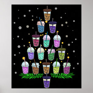 Póster Navidades Boba Tea Gift Hombres Árbol de Navidad