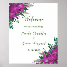 Póster Navidades Boda de flores de púrpura de poinsettia
