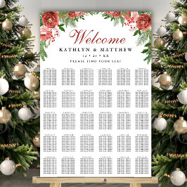 Póster Navidades Boda de follaje floral 30 asientos de me