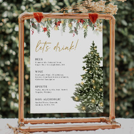 Póster Navidades Boda de pino claro Rótulo de barra de be