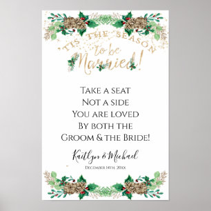 Póster Navidades Boda Holly Gold Foliage Seiss no Side
